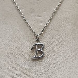 Silvertone Initial 'B' Pendant Necklace